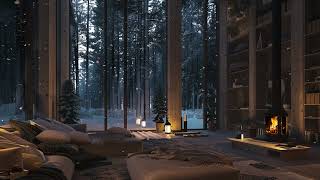 Winter Ambience  Crackling Fireplace amp Snowfall  Blizzard Sounds  Cozy Cabin for Relief Stress [upl. by Hakon]