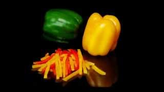 FOODLOGISTIK  bell pepper cutting with striping disk [upl. by Anohs]