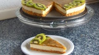 kiwitorte  Kiwi Cheesecake ohne backen  No Bake Cake [upl. by Assilat]