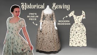 Recreating my favorite 18th Century museum gown as a modern spring dress Part 2 Sewing the Dress [upl. by Ailalue]