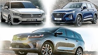 KIA SORENTO vs HYUNDAI SANTA FE vs VOLKSWAGEN TOUAREG 2019 [upl. by Raybin]