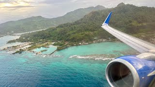 Takeoff from Chuuk Micronesia Landing in Guam  United Airlines 737800 [upl. by Hashimoto881]