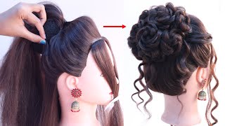 very beautiful messy high bun hairstyle for wedding gown [upl. by Yacov]