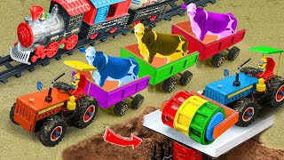 Diy tractor making bulldozer repair train railway  make roads to help farmers  DIY concrete mixer [upl. by Shien]