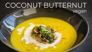 Coconut Butternut Squash Soup Recipe  Easy vegan Thanksgiving meal idea [upl. by Gustavus384]