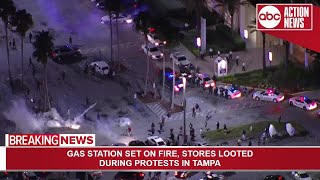 Tear gas deployed from law enforcement as protest in Tampa turns violent [upl. by Chainey]