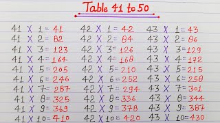 Table 41 to 50  pahada 41 to 50 in English  41 se lekar 50 tak pahada [upl. by Purvis981]