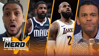 Luka Dončić amp Kyrie Irving impress LeBron not involved in Lakers HC search  NBA  THE HERD [upl. by Sairahcaz]