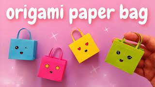 origami paper bag  how to make paper bags with handles  origami mini bag [upl. by Sisi330]