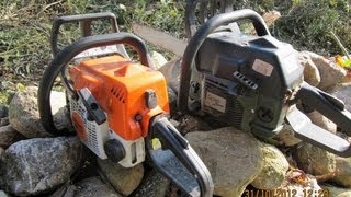 Stihl MS 180 Benzin Motor Kettensäge  Cut Down a Tree 2012 [upl. by Annayram10]