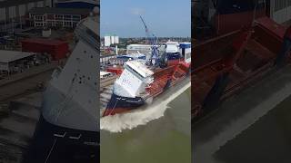 Ship Launch Reversed Vessel Jumping Out Of The 🌊 🚢 [upl. by Dragelin]