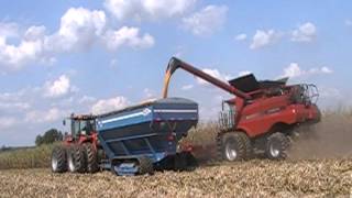 Case IH 8120 AxialFlow Combine Unloading on the Go [upl. by Chapell]