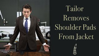 How To Remove A Shoulder Pad Quickly From Your Vintage Suit  Slim Down Jacket Shoulders [upl. by Giefer]