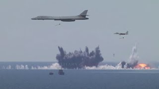 US Air Force B1B Bomber Falcon Attacking Rebel Ship in Red Sea [upl. by Westbrook]