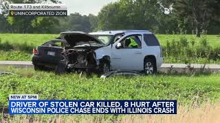 Wisconsin police chase ends in deadly crash in Illinois 4 children among 8 injured sheriff says [upl. by Zrike]