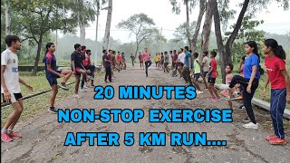 20 minutes non stop exercise after 5 km runJosh AcademyArmyphysicaltranningforest mor9635555585 [upl. by Nonac947]