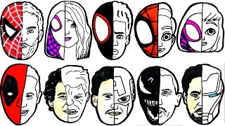 🔴 How To Draw Avengers Superhero  Marvels SpiderMan Deadpool Spidey Venom FACES  Compilation [upl. by Haase503]