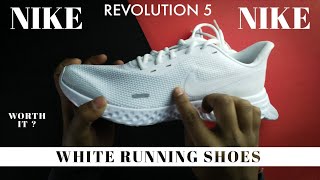 NIKE Revolution 5 Running Shoes  Unboxing amp Review  White Shoes By Nike ✅  Is it worth in 2021 [upl. by Uyekawa]