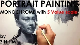 Monochromatic Portrait Painting by 5 Value Scale [upl. by Catherine]