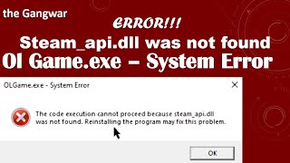 HOW TO FIX OL GAME EXE  SYSTEM ERROR [upl. by Bobker76]