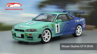 ckmodelcarsvideo Nissan Skyline GTR R34 Falken JGTC 2001 1 118 Solido [upl. by Celio]