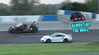 Tesla Plaid Cyber Kart Takes On Spectator Drags [upl. by Neilson285]