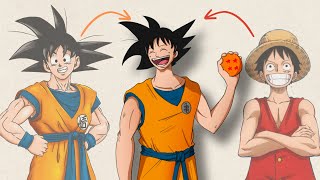 Drawing Dragon Ball Characters in Different Art Styles [upl. by Aubarta543]