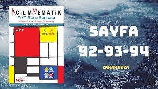 ACİL MATEMATİK AYT ÇÖZÜMLERİ SAYFA  929394 2019 [upl. by Mylander]