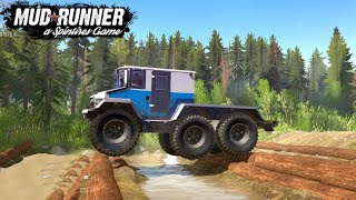 Spintires MudRunner  All terrain vehicle Burlak 6x6 Test on a Difficult Track [upl. by Alcott59]