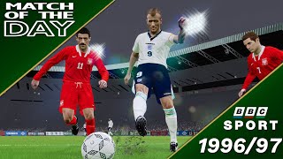 World Cup Match of the Day  England vs Poland  France 98 Qualifying  199697 Season PES 2021 [upl. by Sirtemed]