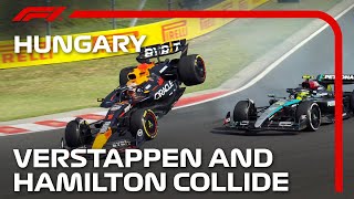 Verstappen and Hamilton Collide  2024 Hungarian Grand Prix [upl. by Ispep]