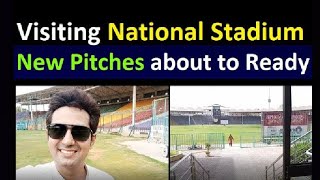 Visit To National Stadium Karachi  Brand new 13 pitches are about to ready in cricket Pakistan [upl. by Kerk]