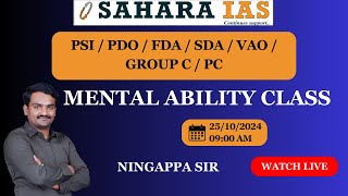 Mental Ability  PSIPDOVAOFDASDAGROUP CPC  NINGAPPA Sir  SAHARA IAS [upl. by Kristos211]