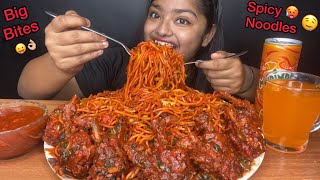 SPICY CHICKEN SCHEZWAN NOODLES 🔥 WITH CHICKEN LOLLIPOP 🍗  BIG BITES MUKBANG  FOOD EATING VIDEOS [upl. by Gemina]