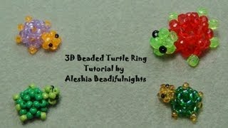 3D Beaded Turtle Ring Tutorial [upl. by Jobyna]