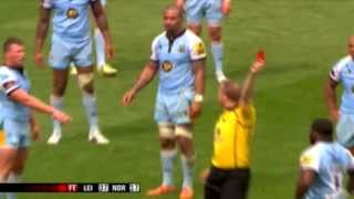 Dylan Hartley Red card for swearing at Wayne Barnes with closeup replay [upl. by Leimaj]