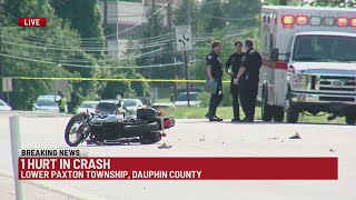 Motorcycle crash shuts down Linglestown Road in Harrisburg [upl. by Llenwahs]