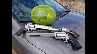 The 50 AE vs The 500 SampW Mag vs The 460 SampW Mag Part 2  Watermelon Blasting [upl. by Eiramanitsirhc]