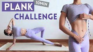 10 min Intense Plank Workout for Slim Waist Abs amp Core  No Repeat No Jumping At Home [upl. by Leamhsi]