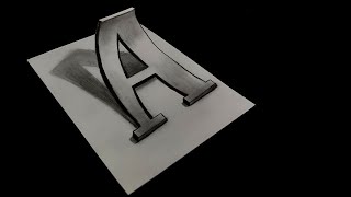 Only One Pencil  How to Draw 3D Letter A in Western Style Font  3D drawing step by step [upl. by Annovad]