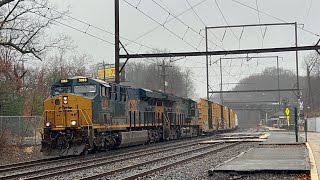 M422 in the pouring rain 🌧️ CSX train through railroad crossing [upl. by Andee]