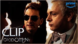 Aziraphale and Crowley Wall Scene  Good Omens  Prime Video [upl. by Booze]