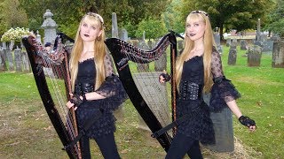 The Hearse Song The Worms Crawl In  Harp Twins  Electric Harp [upl. by Yrram]