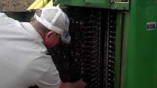 Brownsferry Cotton Farm cleaning spindles on cotton picker [upl. by Dempster]