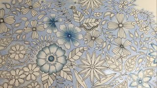 Secret Garden  Blue Vintage Flowers Coloring Part 34 [upl. by Jar]