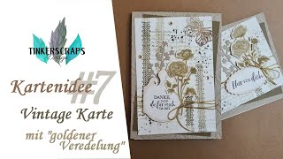 Vintage Karte zu jedem Anlass  Veredelung mit Goldeffekt und Aquarellblüte  deutsch [upl. by Niknar316]