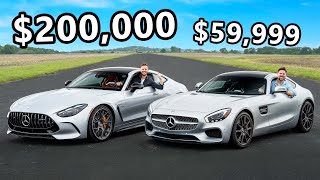 New Mercedes AMG GT vs The Cheapest AMG GT You Can Buy  DRAG RACE REVIEW  LAP TIME [upl. by Aiset362]