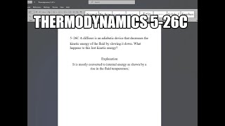 Thermodynamics 526C A diffuser is an adiabatic device that decreases the kinetic energy of the [upl. by Nosmirc540]