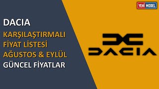 Dacia  Ağustos amp Eylül 2024 Karşılaştırmalı Fiyat Listesi  Güncel Fiyatlar [upl. by Leeke]