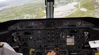 Wideroe Dash 8 cockpit view landing at Leknes [upl. by Chud]